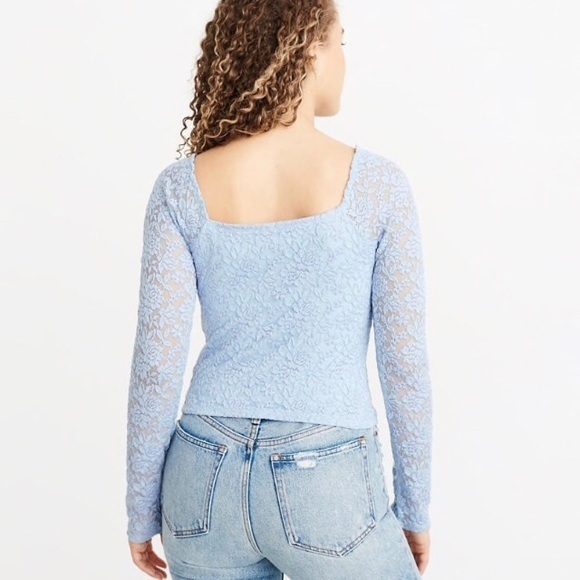 NWT Abercrombie & Fitch Lace Tops XS-M Blue/White - Picture 6 of 8